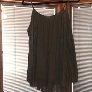 Green peek a boo shoulder top